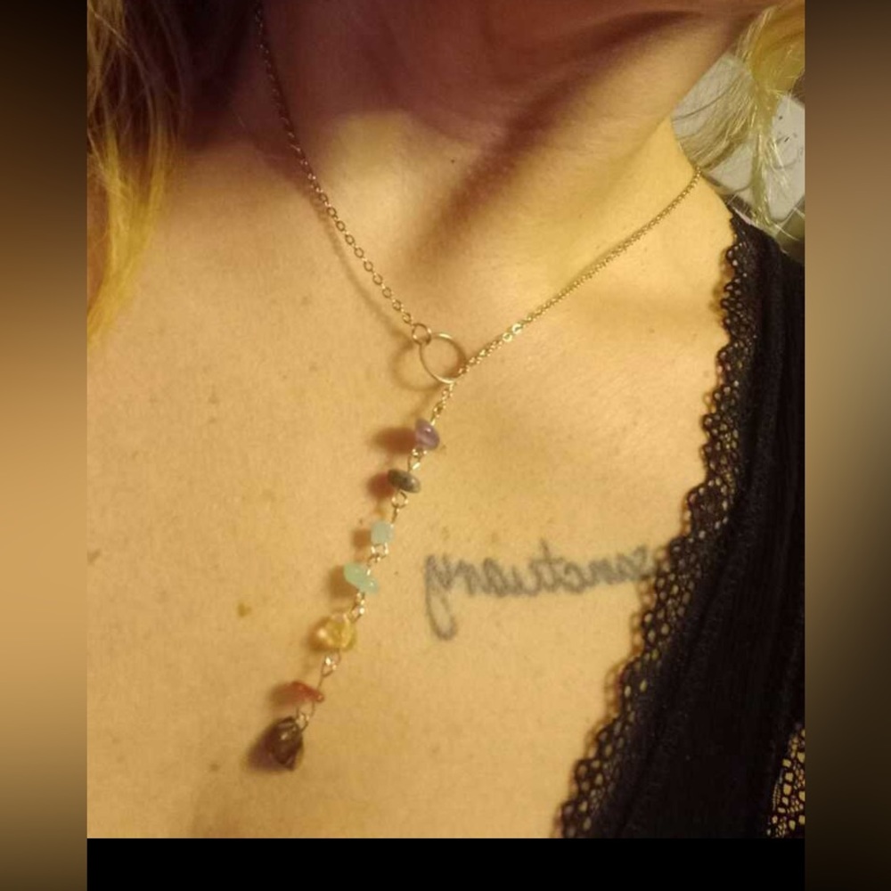1pc Seven Chakra Healing Crystal Stone Necklace